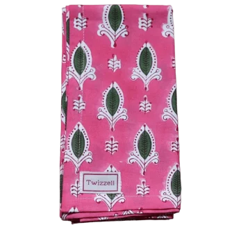 Twizzell Napkins ~ Pink with Green Leaf