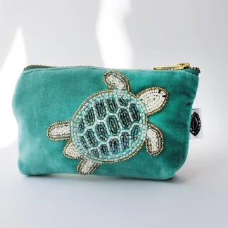 Cream Cornwall - Velvet Beaded Turtle Coin Purse