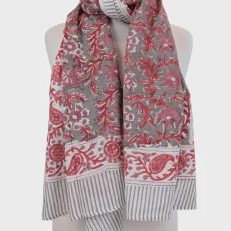 Twinflower Claret & Grey Floral Scarf
