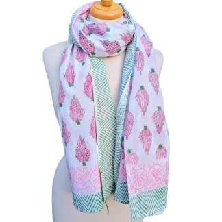 Twinflower Pink & Green Coral Scarf