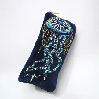 Cream Cornwall - Velvet Beaded Jellyfish Glasses Case
